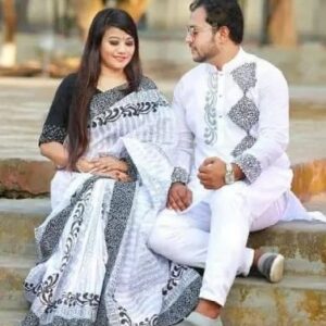 Dhupian Saree + Punjabi (Couple Set)